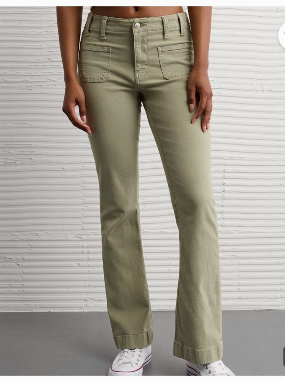 NWT American Eagle Classic Bootcut Pants Olive Green Mid-Rise 14 Long (32W)